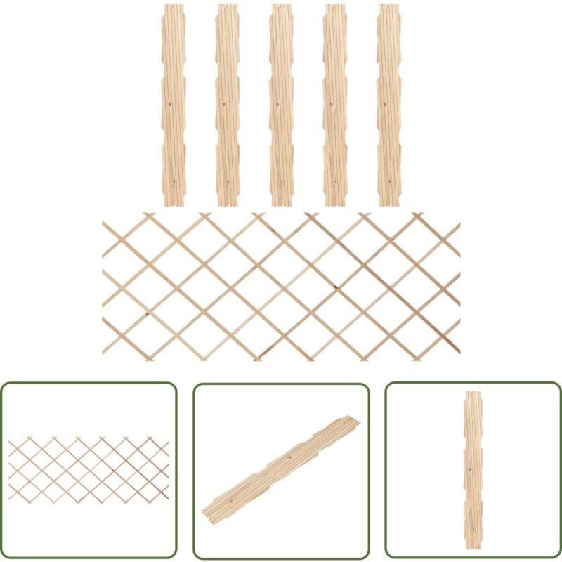The Living Store Rankzäune 5 Stk. Massivholz Tanne 180x80 cm - Holz Zaun - Holzzaun - Gartenzaun - Privacy Screen - Terrasse Zaun