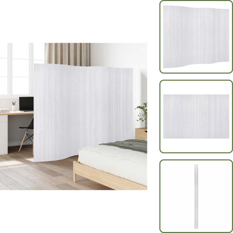 Raumteiler Bambus Weiß 250×165 cm - Bambus Raumteiler - Raumteiler Weiß - Sicht Trenner - Wohnzimmer Dekoration - Schlafzimmerschirm - The Living