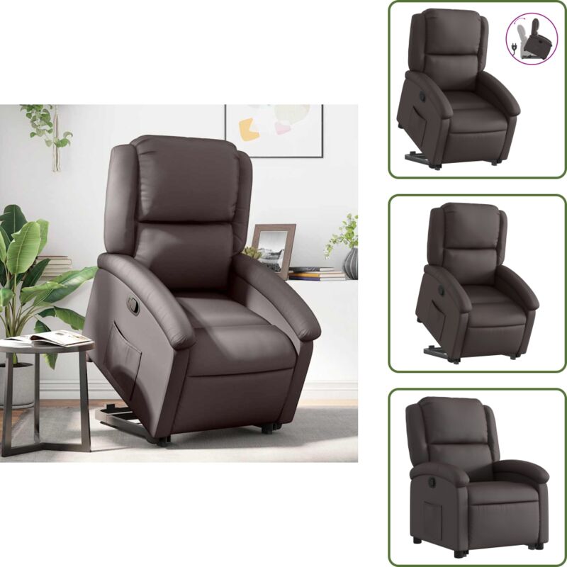 Relaxsessel mit Aufstehhilfe Dunkelbraun Echtleder - Relaxsessel - Aufstehhilfe - Sessel - Fernsehsessel - TV-Sessel - The Living Store