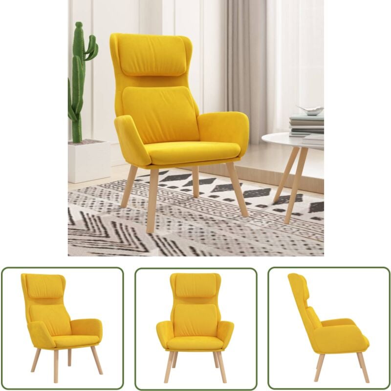 The Living Store - Relaxsessel Senfgelb Samt - Sessel - Relaxsessel - Bequemer Sessel - Samtsessel - Gelber Sessel