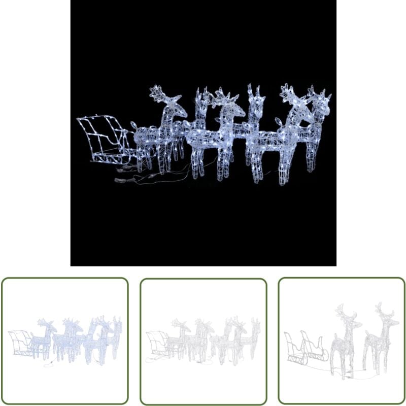 The Living Store Rentiere Schlitten Weihnachtsdekoration 320 LEDs Acryl - Weihnachtsdekoration - LED-Dekoration - Winterdekoration