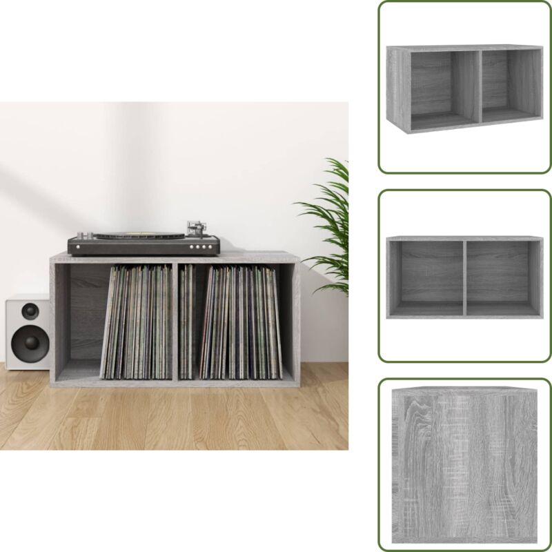 The Living Store - Schallplatten-Box Grau Sonoma 71x34x36cm Holzwerkstoff - Vinyl-Aufbewahrung - Schallplatten-Box - Holzwerkstoff Möbel