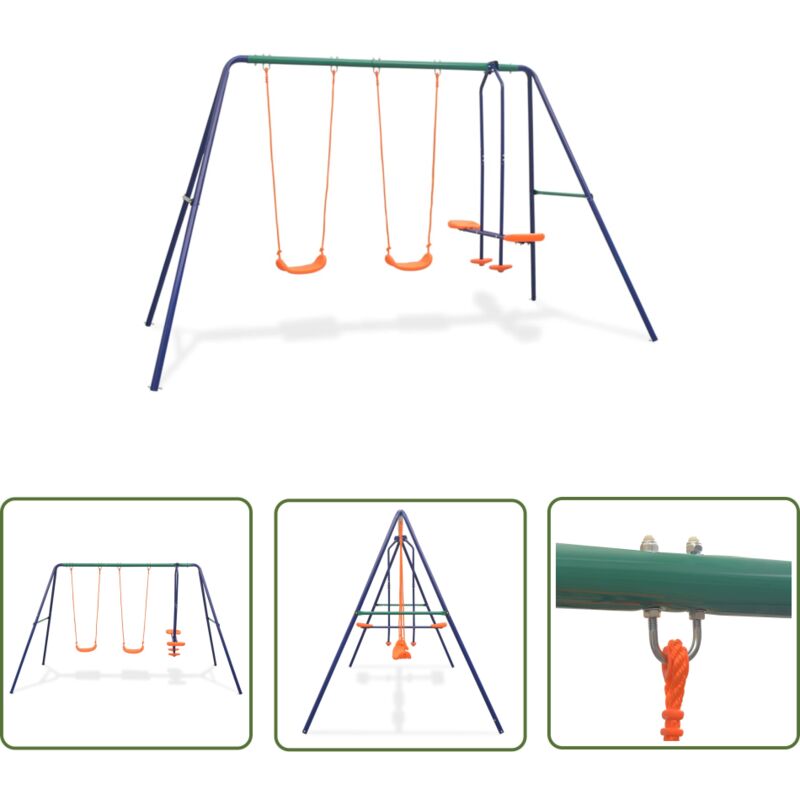 The Living Store - Schaukelset mit 4 Sitzen Orange - Outdoorspielgeräte - Schaukelset - Kindermöbel - Gartengeräte - Kinderspielplatz