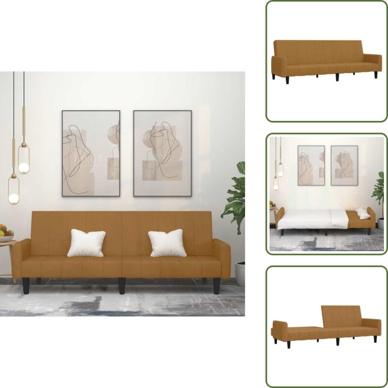The Living Store - Schlafsofa 2-Sitzer Braun Samt - Samtsofa - Schlafsofa - Gästebett - Wohnzimmersofa - Couch