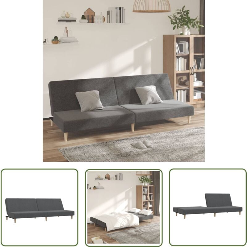 The Living Store - Schlafsofa 2-Sitzer Hellgrau Stoff - Schlafsofa - Couchtisch - Wohnzimmereinrichtung - Gästezimmer - Kleines Apartment