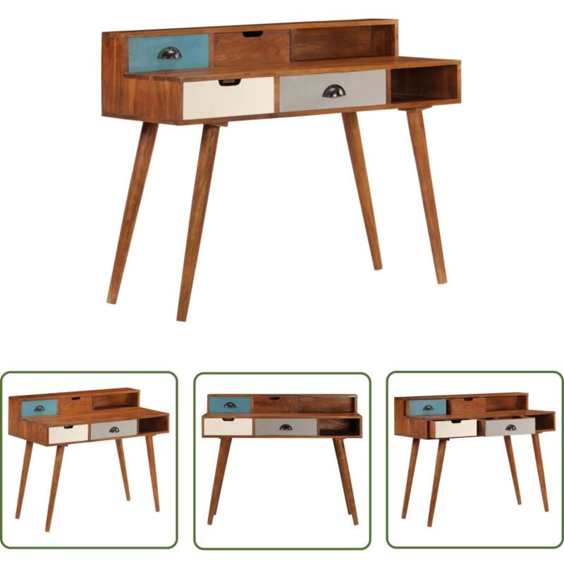Schreibtisch 110 x 50 x 90 cm Akazienholz Massiv - Holz Schreibtisch - Akazienholzhölzer Schreibtisch - Vintage Schreibtisch - Büro Schreibtisch