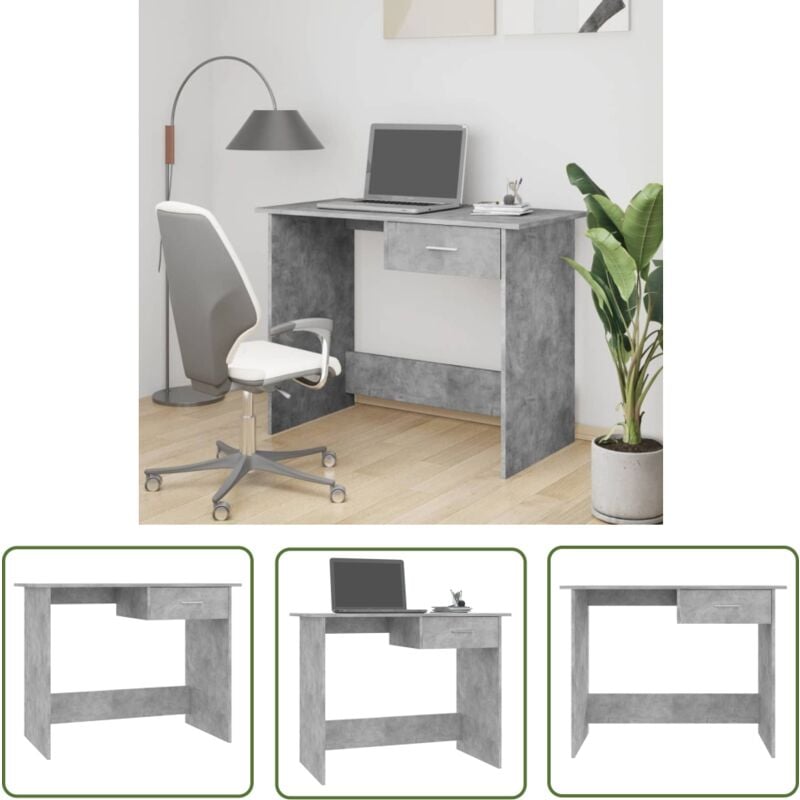 The Living Store - Schreibtisch Betongrau 100×50×76 cm Holzwerkstoff - Schreibtisch - Bürostuhl - Home Office - Arbeitsplatz - Moderner Schreibtisch