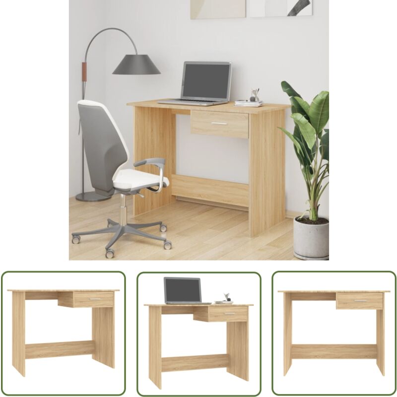 The Living Store - Schreibtisch Sonoma-Eiche 100x50x76 cm Holzwerkstoff - Schreibtisch - Bürostuhl - Home Office - Holzwerkstoffmöbel - Esszimmertisch