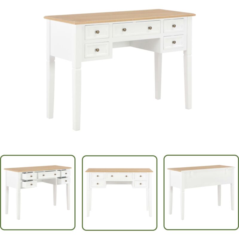 Schreibtisch Weiß 109,5 x 45 x 77,5 cm Holz - Holz Schreibtisch - Büro Schreibtisch - Büro Einrichtung - Schreibtisch Weiss - Großer Schreibtisch