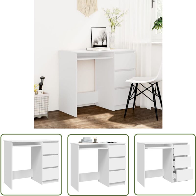 The Living Store Schreibtisch Weiß 90x45x76 cm Holzwerkstoff - Schreibtisch - Weißer Schreibtisch - Holzwerkstoff Schreibtisch - Kleiner Schreibtisch