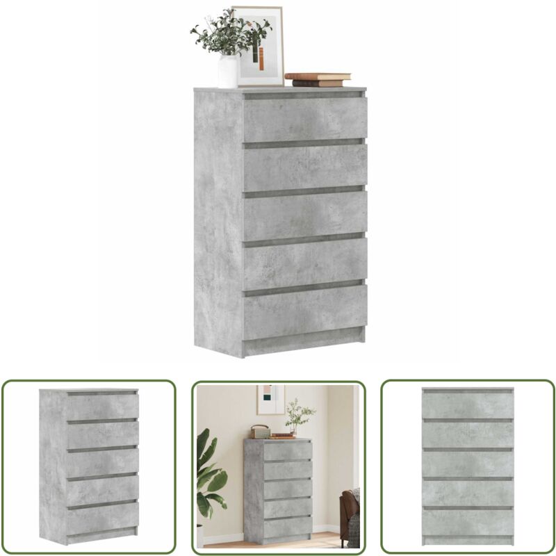 Schubladenschrank Betongrau 60x36x103 cm Holzwerkstoff - Sideboard - Schuhschrank - Wohnzimmertisch - Holz Sideboard - Grau - The Living Store