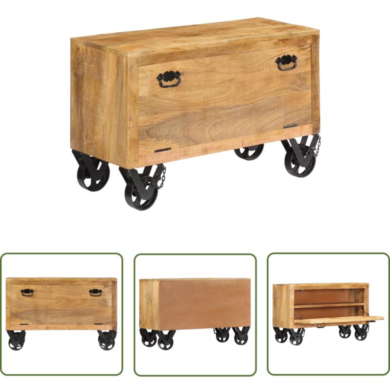 The Living Store Schuhschrank 86 x 35 x 55 cm Massivholz Mango - Schuhschrank - Mangoholz - Schuhregal - Garderobe - Flurmöbel