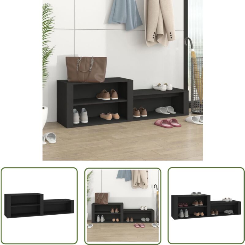 The Living Store - Schuhschrank Schwarz 150x35x45 cm Holzwerkstoff - Schuhschrank - Holzwerkstoff - Garderobe - Flurmöbel - Schwarze Möbel