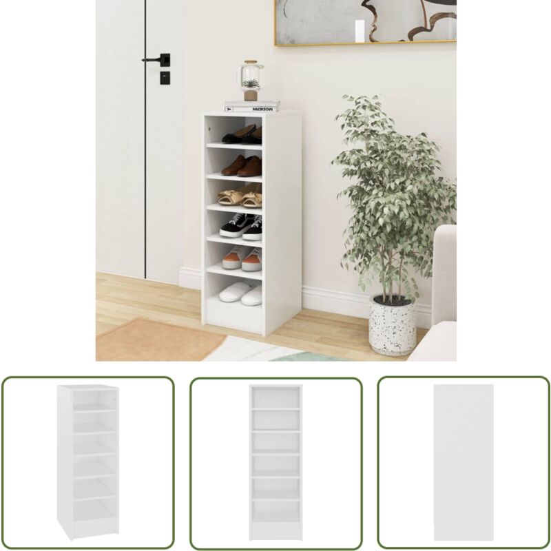 The Living Store - Schuhschrank Weiß 31,5x35x90 cm Holzwerkstoff - Schuhschrank - Holzwerkstoff - Weißer Schuhschrank - Garderobe - Schrank Für Schuhe