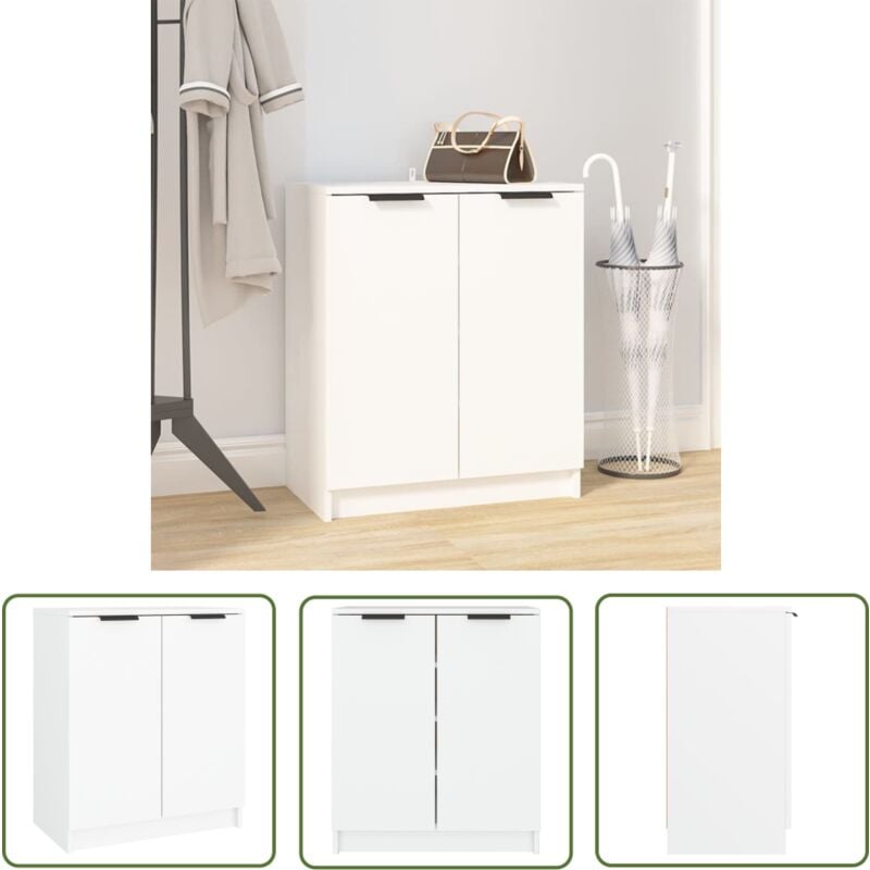 The Living Store - Schuhschrank Weiß 59x35x70 cm Holzwerkstoff - Schuhschrank - Holzwerkstoff Möbel - Weißer Schuhschrank - Garderobe - Schuhregal