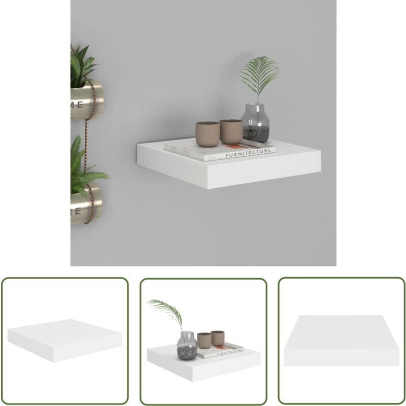 The Living Store - Schweberegal Weiß 23x23,5x3,8 cm mdf - Schweberegal - Wandregal - Regal Weiß - Regal Mit Montage - Minimalistisches Regal