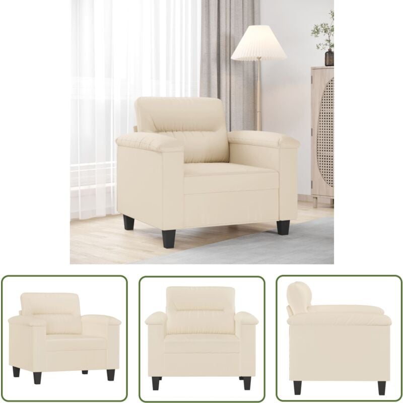 The Living Store - Sessel Beige 60 cm Mikrofasergewebe - Sofa - Sessel - Wohnzimmersofa - Beistelltisch - Beige