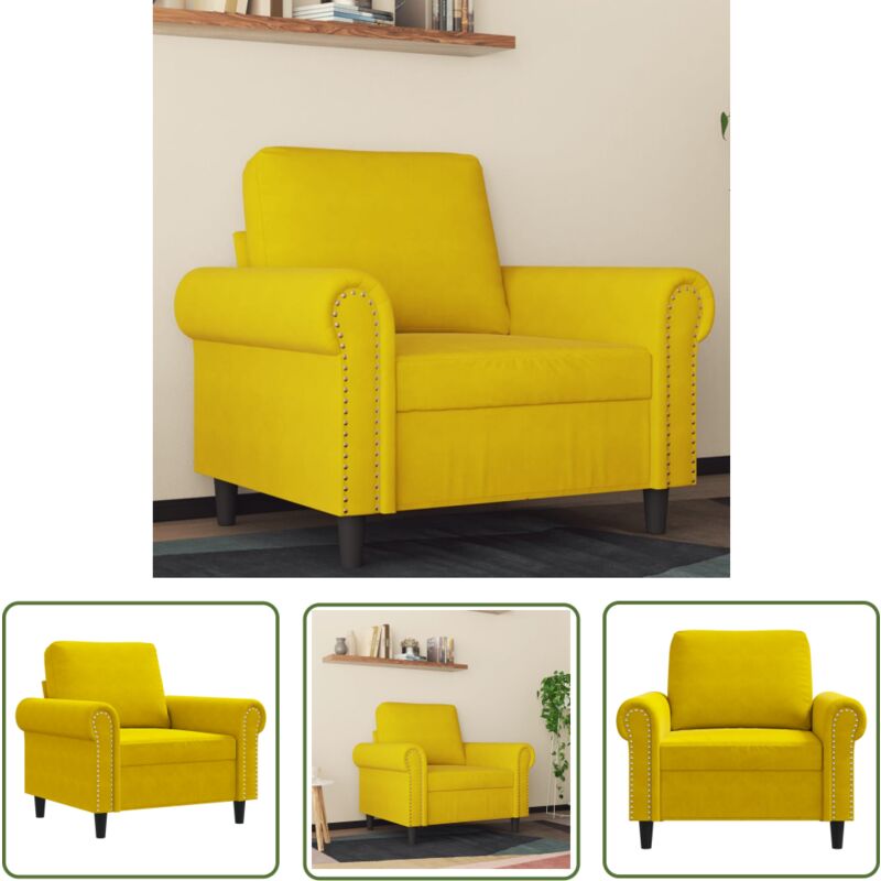 The Living Store - Sessel Gelb 60 cm Samt - Samtsofa - Gelber Sessel - Wohnzimmersofa - Gemütlicher Sessel - Modernes Sofa