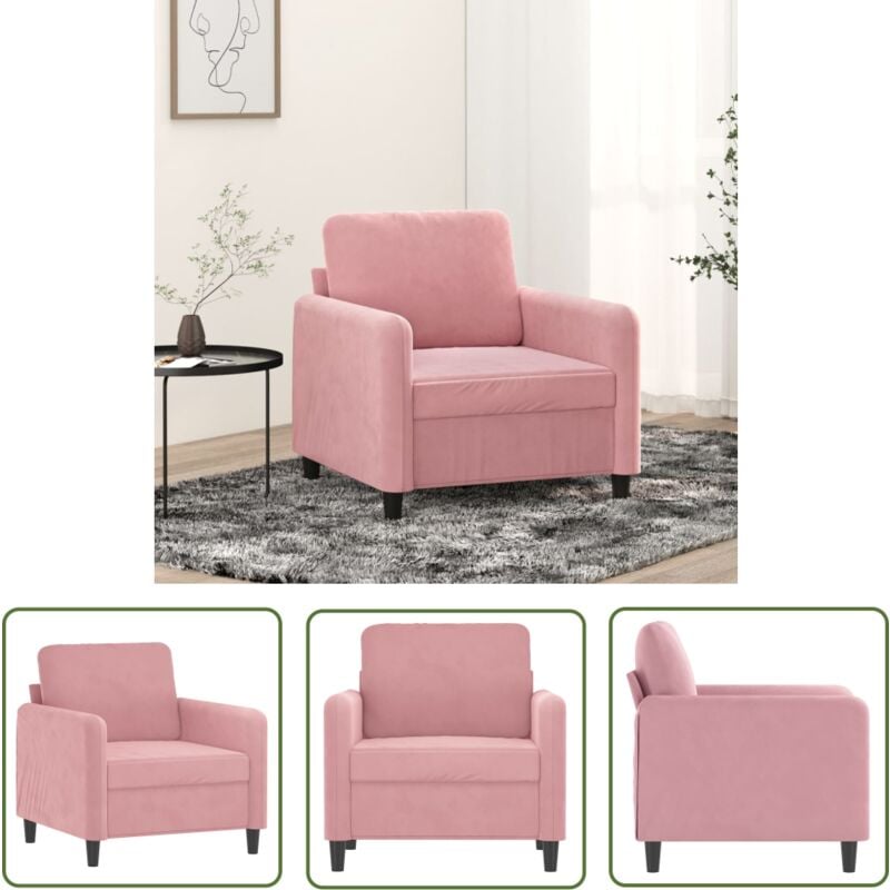 The Living Store - Sessel Rosa 60 cm Samt - Samtsofa - Rosa Sessel - Wohnzimmersofa - Lounge Chair - Gemütlicher Sessel