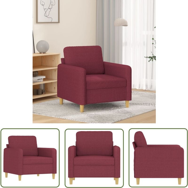 The Living Store - Sessel Weinrot 60 cm Stoff - Esszimmerstuhl - Lounge Chair - Beistelltisch - Wohnzimmersofa - Gemütlicher Sessel