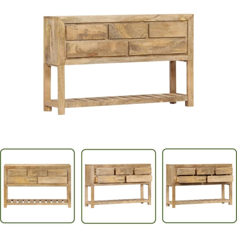 The Living Store Sideboard 120x30x75 cm Massivholz Mango - Holz Sideboard - Mangoholz Sideboard - Vintage Sideboard - Retro Sideboard - Wohnzimmer