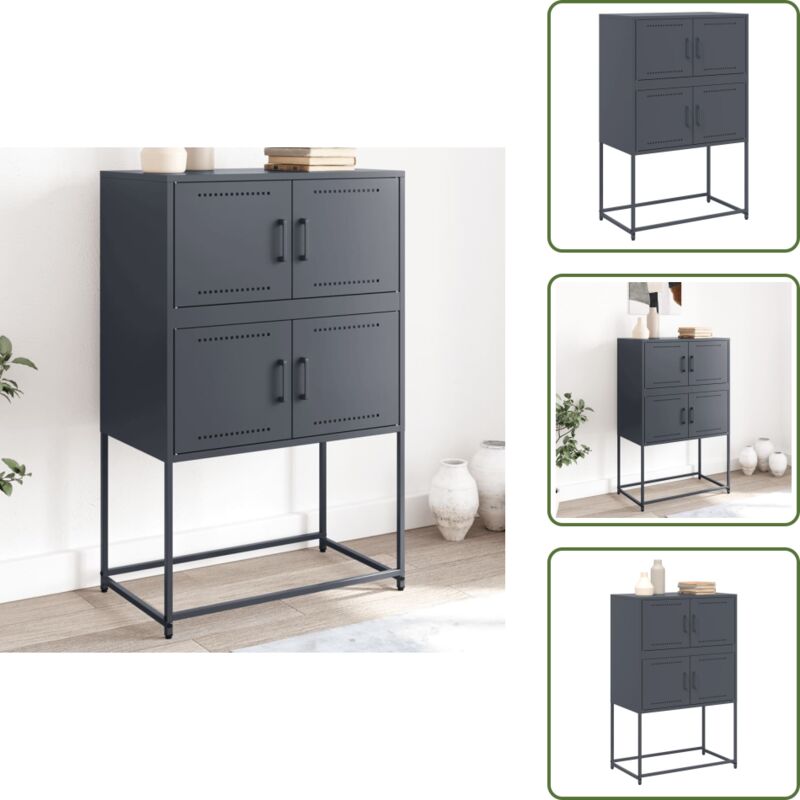 Sideboard Anthrazit 68,5x38,5x107 cm Stahl - Industrielles Sideboard - Sideboard Metall - Sideboard Anthrazit - Schreibtisch Sideboard