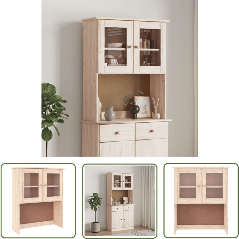 Sideboard-Aufsatz alta 77x30x92 cm Massivholz Kiefer - Holz Sideboard - Küchenregal - Wohnzimmer Regal - Aufbewahrungsschrank - Massiver