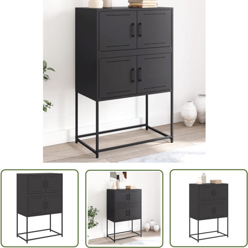 Sideboard Schwarz 68,5x38,5x107 cm Stahl - Industrielles Sideboard - Sideboard Schwarz - Metallschrank - Regal Schwarz - Wohnzimmerschrank - The