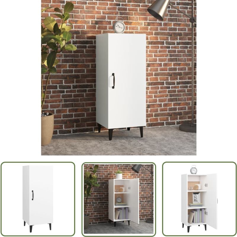 Sideboard Weiß 34,5x34x90 cm Holzwerkstoff - Sideboard - Wohnzimmer Möbel - Holz Sideboard - Weißer Schrank - Regal - The Living Store