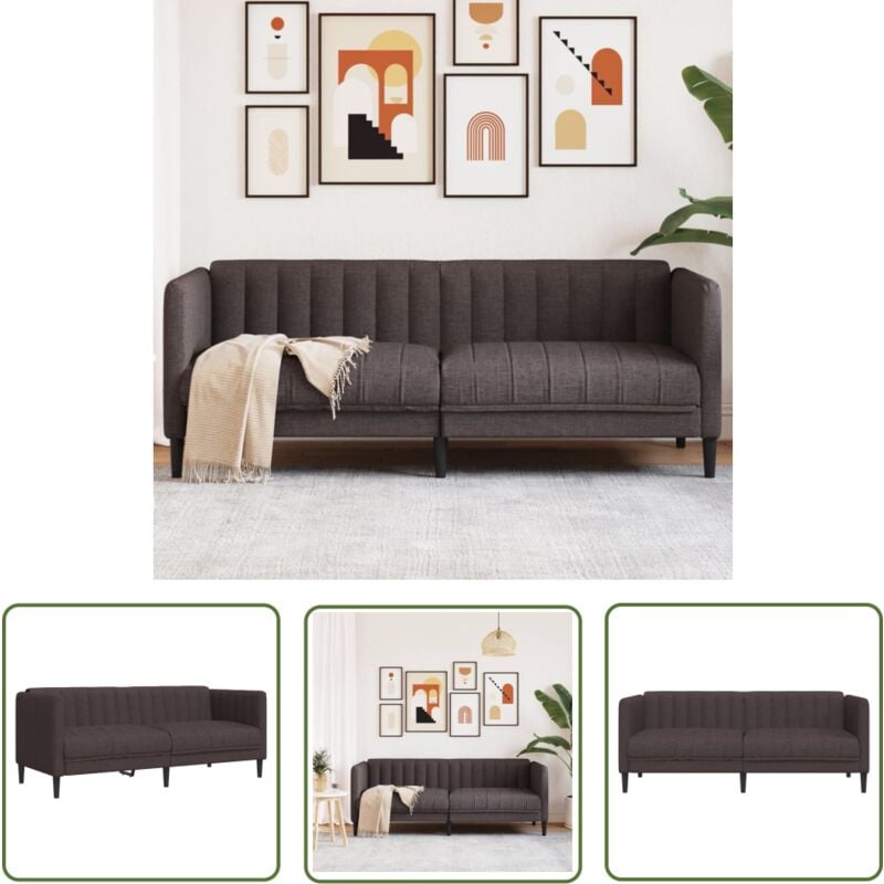 The Living Store - Sofa 2-Sitzer Dunkelbraun Stoff - Couch - 2-Sitzer Sofa - Wohnzimmersofa - Dunkelbraunes Sofa - Lederlook Sofa