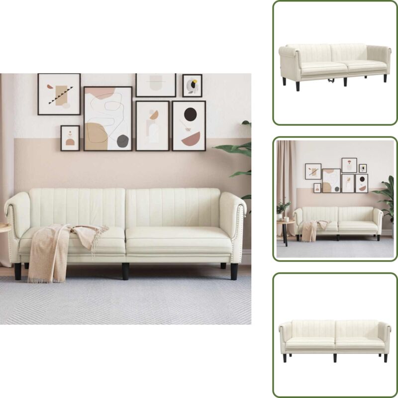 The Living Store - Sofa 3-Sitzer Creme Samt - Samtsofa - Wohnlandschaft - 3er Sofa - Creme Sofa - Modernes Sofa