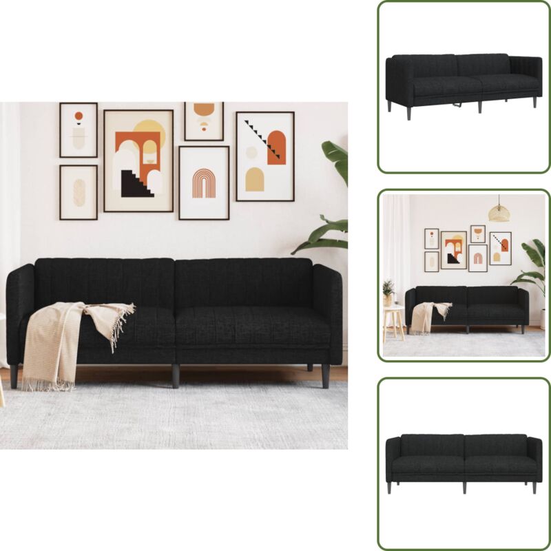 The Living Store Sofa 3-Sitzer Schwarz Stoff - Sofas - 3-Sitzer Sofa - Wohnzimmersofa - Schwarzes Sofa - Polstersofa