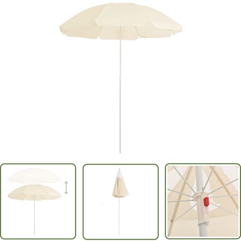 Sonnenschirm mit Stahlmast Sandfarbe 180 cm - Sonnenschirm - Gartenschirm - Terrassen Parasol - Polyester Sonnenschirm - Blumenmuster - The Living
