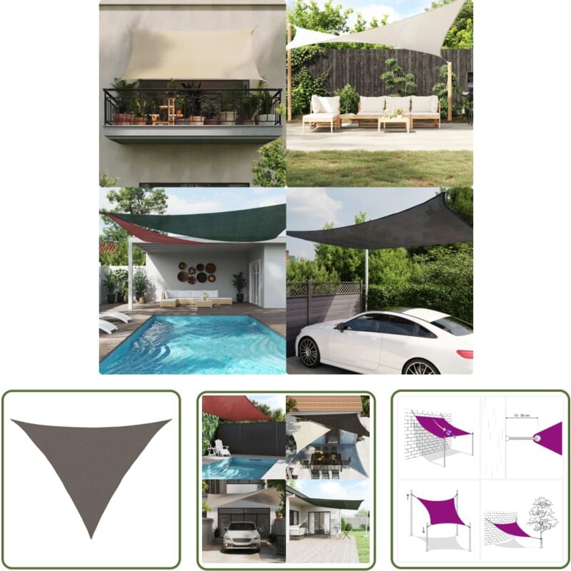 Maison Chic - The Living Store Sonnensegel 160 g/m² Anthrazit 2,5x2,5x3,5 m hdpe - Sonnensegel - hdpe Sonnensegel - Gartensonnensegel - Dreiecksdach