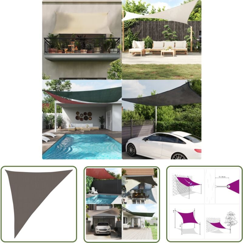 The Living Store Sonnensegel 160 g/m² Anthrazit 3x4x5 m HDPE - Sonnensegel - HDPE Sonnensegel - Gartensonnensegel - Dreiecksförmiges Sonnensegel