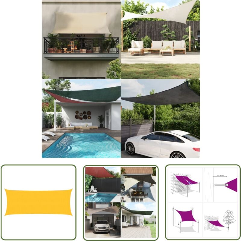 The Living Store - Sonnensegel 160 g/m² Gelb 2x5 m hdpe - Sonnensegel - hdpe Sonnensegel - Gartensonnensegel - Gelbes Sonnensegel - Rechteckiges