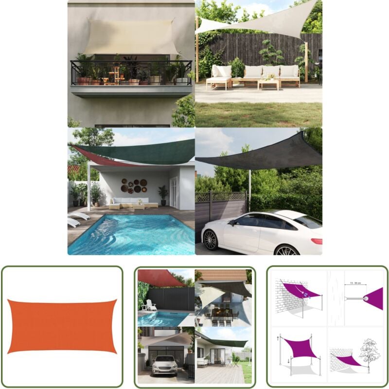 The Living Store - Sonnensegel 160 g/m² Orange 2,5x5 m hdpe - Sonnensegel - hdpe Sonnensegel - Gartensonnensegel - Outdoor Sonnensegel - Rechteckiges