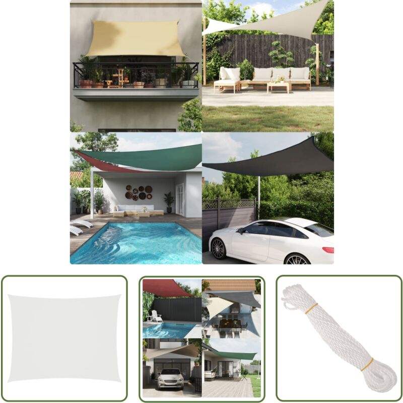 The Living Store - Sonnensegel Oxford-Gewebe Rechteckig 3x5 m Weiß - Sonnensegel - Oxford-Gewebe - Sonnenschutz - Gartensonnensegel - Rechteckiges