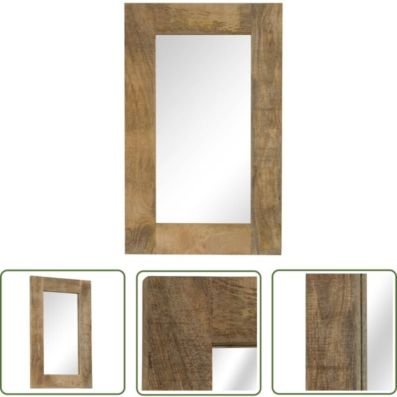 The Living Store - Spiegel Mangoholz Massiv 50 x 80 cm - Holzspeigel - Mangoholz Spiegel - Vintage Spiegel - Wohnzimmer Spiegel - Badspiegel