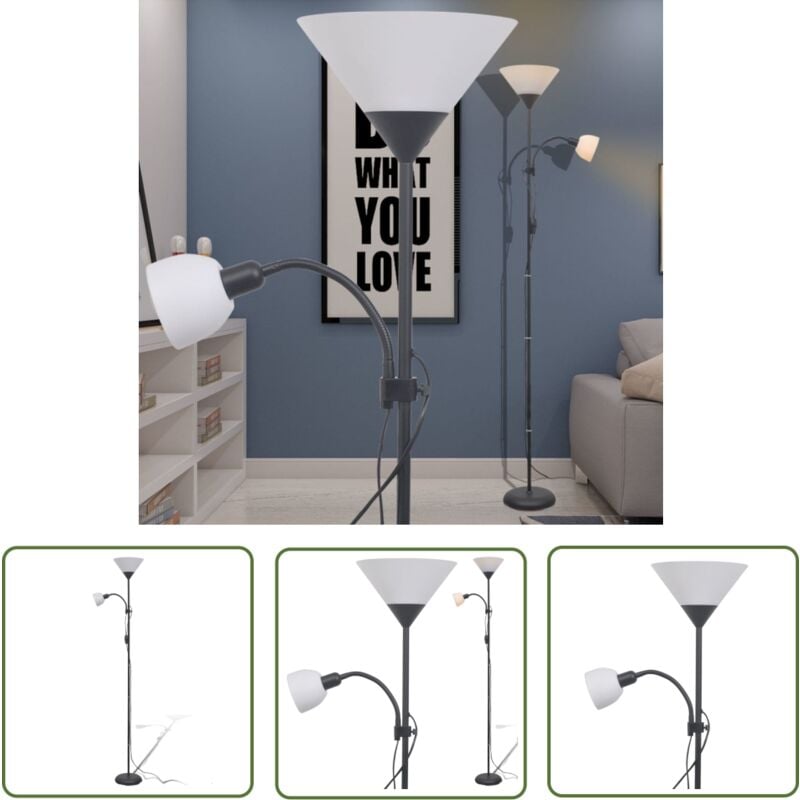 The Living Store Stehlampe Schwarz - Stehlampe - Schwarze Stehlampe - Moderne Stehlampe - LED Stehlampe - Wohnzimmerleuchte