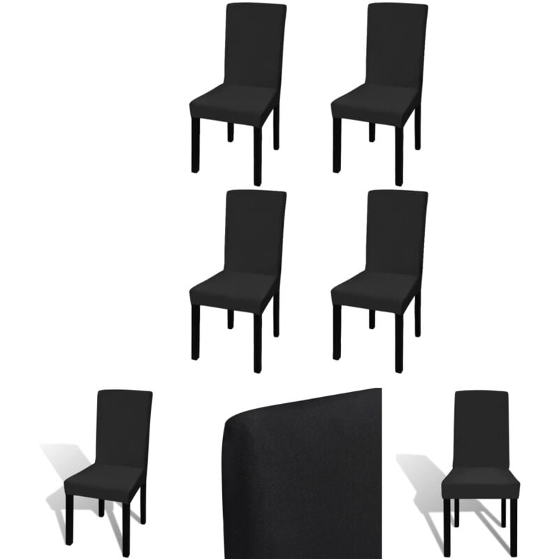 The Living Store Stretch-Stuhlhussen Gerade 4 Stk. Schwarz - Hussen