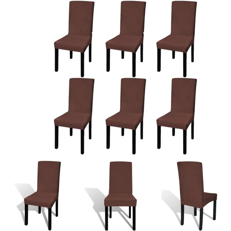 The Living Store - Stretch-Stuhlhussen Gerade 6 Stk. Braun - Hussen - Braun