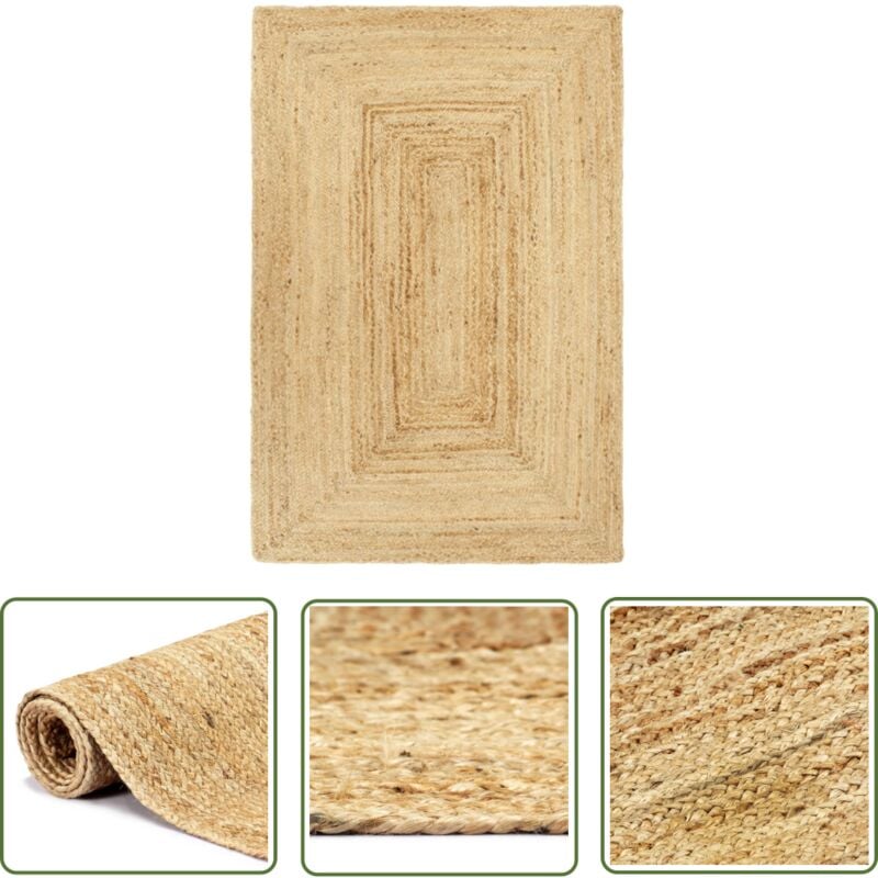 The Living Store - Teppich Handgefertigt Jute 200x300 cm - Naturfaser Teppich - Jute Teppich - Gewebter Teppich - Wohnzimmer Teppich