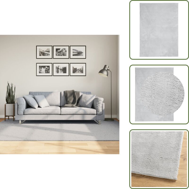 The Living Store Teppich HUARTE Kurzflor Weich und Waschbar Grau 160x230 cm - Kurzflor-Teppich - Grauer Teppich - Flauschiger Teppich - Wohnzimmer