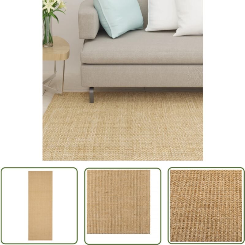 The Living Store - Teppich Natur Sisal 100x300 cm - Naturfaser Teppich - Sisalteppich - Wohnzimmer Teppich - Flur Teppich - Schlafzimmer Teppich