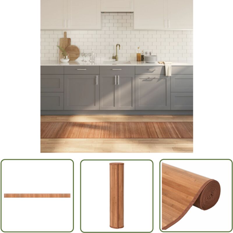 The Living Store - Teppich Rechteckig Natur 60x1000 cm Bambus - Bambus Teppich - Naturfaser Teppich - Wohnraum Teppich - Flur Teppich - Rutschfester