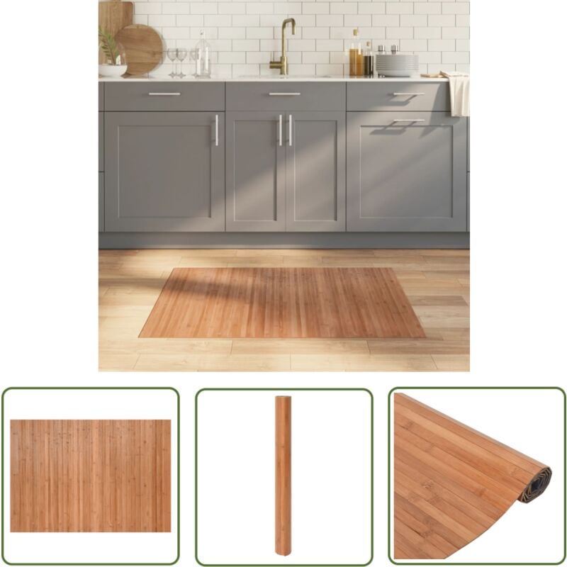 The Living Store - Teppich Rechteckig Natur 70x100 cm Bambus - Bambus Teppich - Naturfaser Teppich - Wohnraum Teppich - Flur Teppich - Rutschfeste