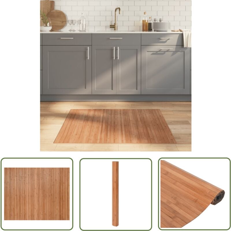 The Living Store - Teppich Rechteckig Natur 80x100 cm Bambus - Bambus Teppich - Naturfaser Teppich - Wohnraum Teppich - Rutschfest Teppich