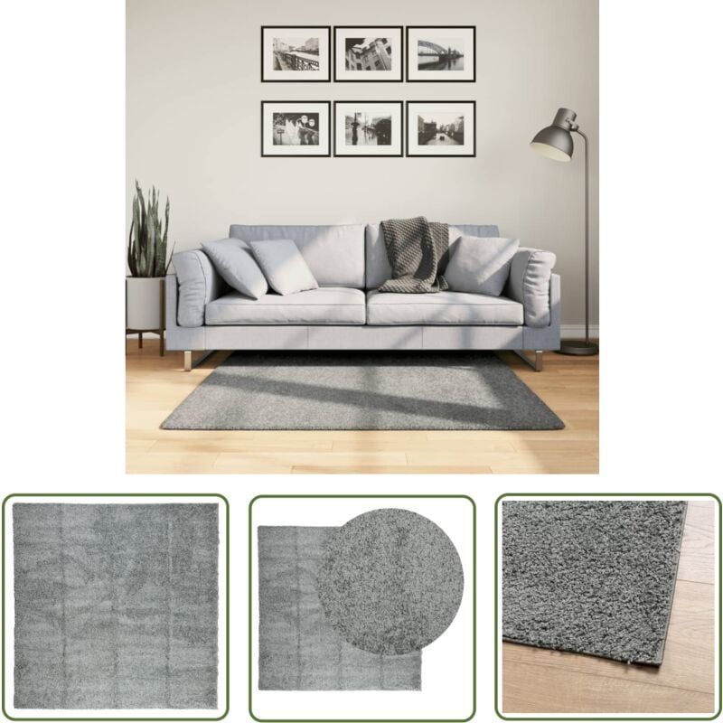 The Living Store - Teppich Shaggy Hochflor Modern Grün 120x120 cm - Shaggy Teppich - Grüner Teppich - Flur Teppich - Wohnzimmer Teppich - Hochflor