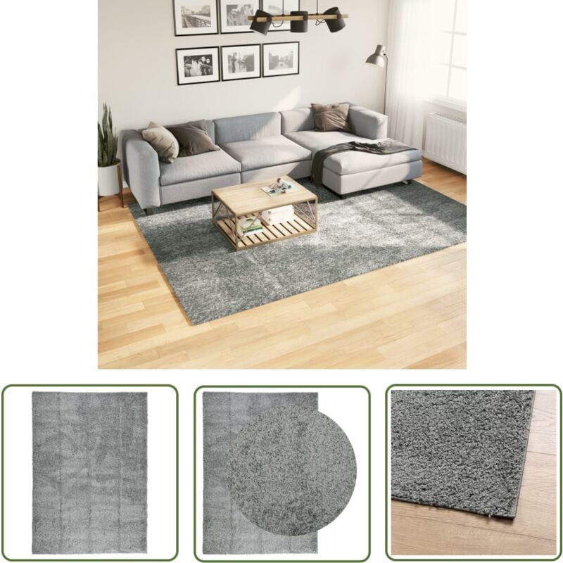 The Living Store - Teppich Shaggy Hochflor Modern Grün 200x280 cm - Shaggy Teppich - Hochflor Teppich - Grüner Teppich - Wohnzimmer Teppich